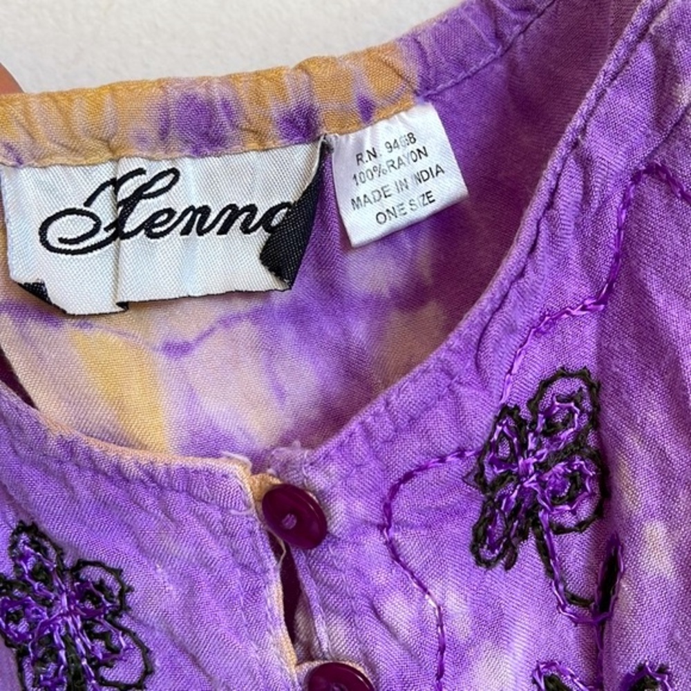 Henna tie dye Spaghetti Strap Embroidered Dress-OS - Picture 9 of 16